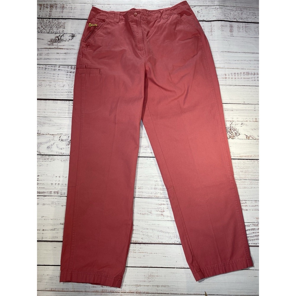 L.L.Bean Pants Women 16 Rose Pink Cargo Straight Leg Cotton Canvas Utility 0YQ78 - Picture 2 of 9